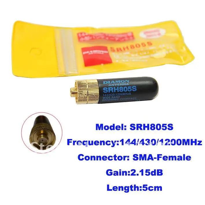 

Антенна SMA-Female 144/430/1200MHz SRH805S для Kenwood/Puxing Weierwei Quansheng Baofeng Linton, бесплатная доставка
