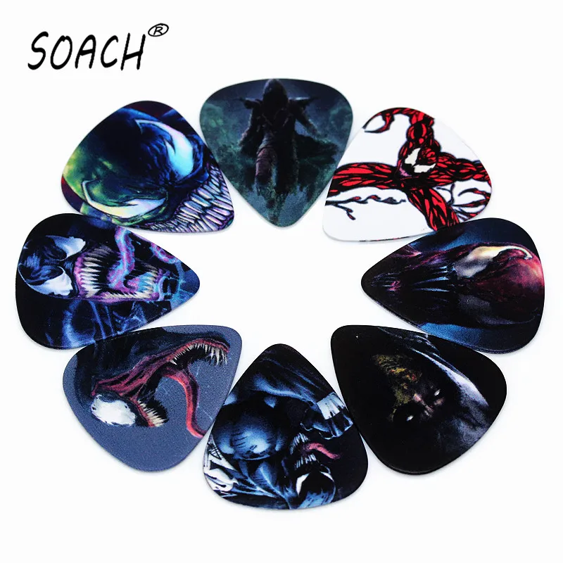 SOACH 10pcs 0.46mm fashion guitar pick PVC double-sided printing mixed pattern playing guitar Accessories string paddle picks
