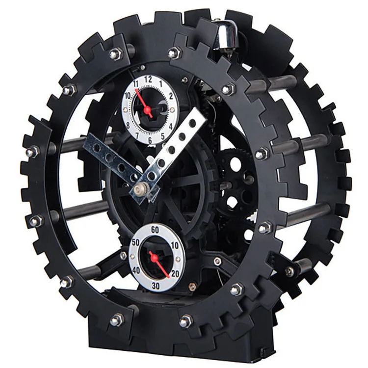 Creative table Clock Retro Mechanical Clock Stainless Steel Flip