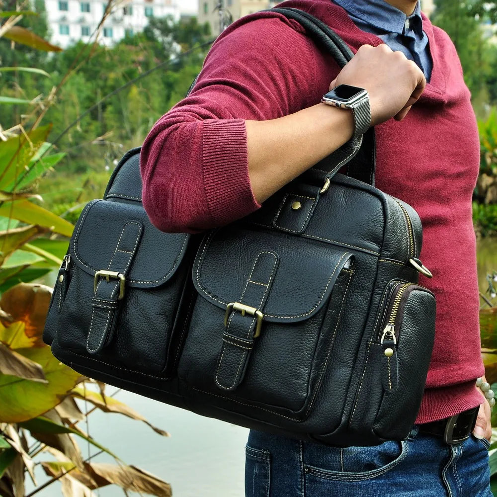 Tanie Gorąca sprzedaż projekt prawdziwej skóry dorywczo mody mężczyzna teczka laptop biznesowy Case Attache torba dla mężczyzn 061 b