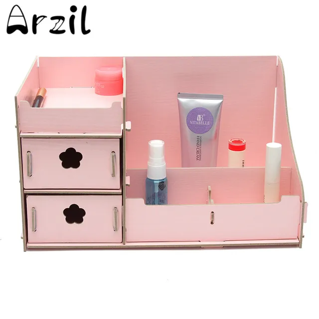 Diy Cosmetic Drawer Organizer Box Makeup Brush Storage Case Wooden Diy Cosmetic Drawer Organizer Box Makeup Brush Storage Case Wooden Composite Drawers Bathroom Waterproof Tabletop