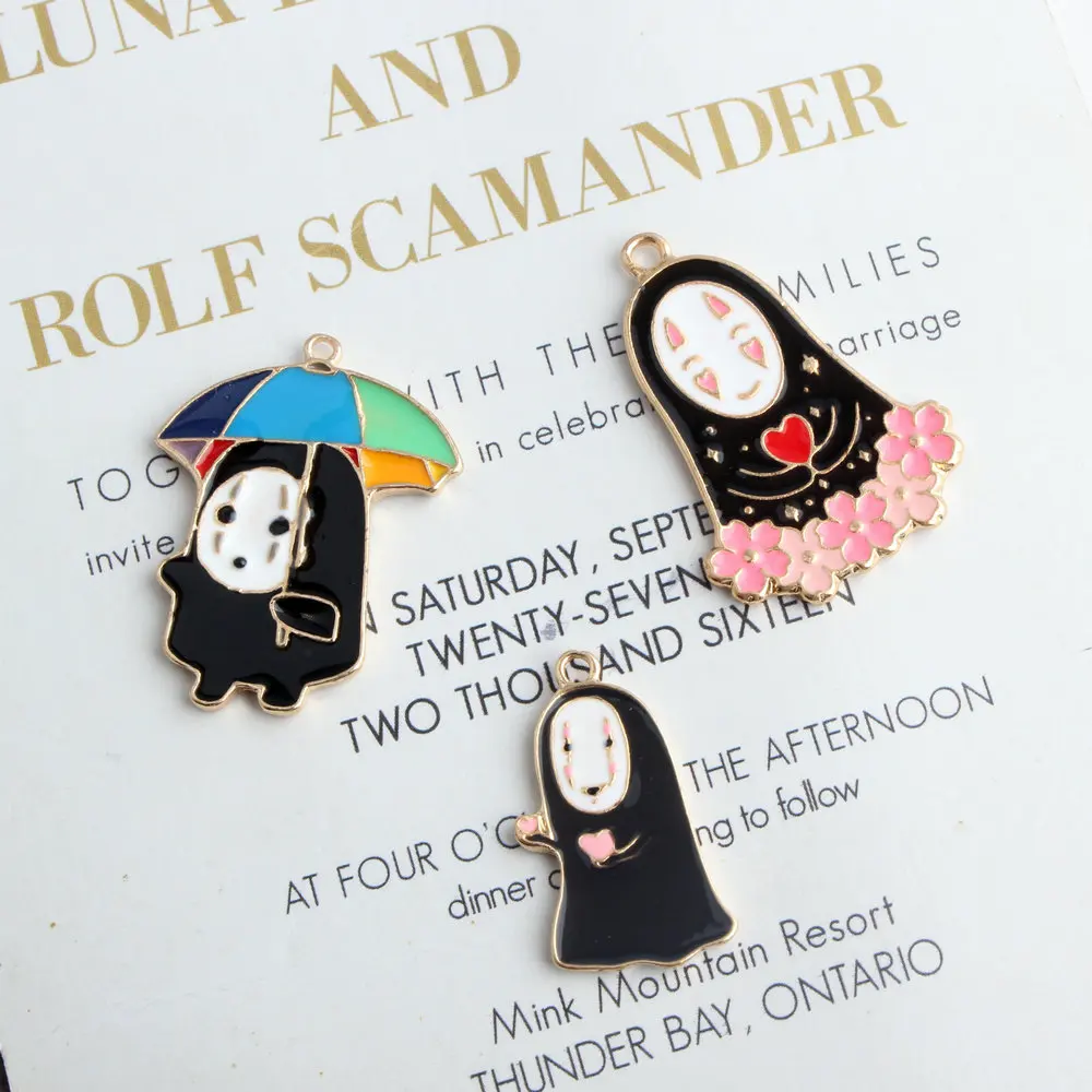 

Anime Spirited Away No Face man Enamel Charms Alloy Dangle Charms Pendant fit DIY Necklace Bracelet Drop Oil Accessories Craft