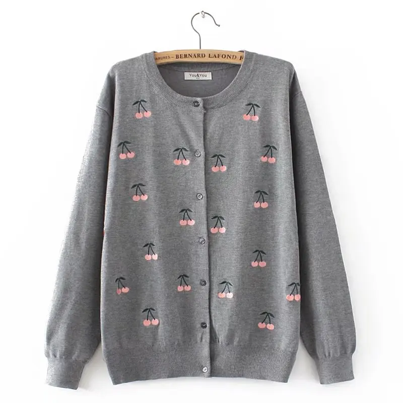 Embroidery Thin Sweaters Autumn Style Plus Size 3 4 XL Single Breasted Women Sweater KKFY464 Embroidery Thin Sweaters Autumn Style Plus Size 3 4 XL Single Breasted Women Sweater KKFY464