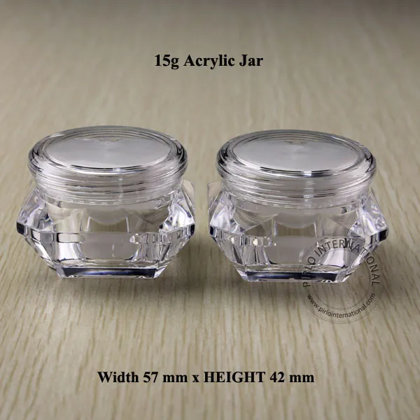 

10 x 15g Diamond Shape Acrylic Plastic Jar With Lid Empty Cosmetic Makeup Cream Jars Containers Lotion Bottles Pot Free Shipping