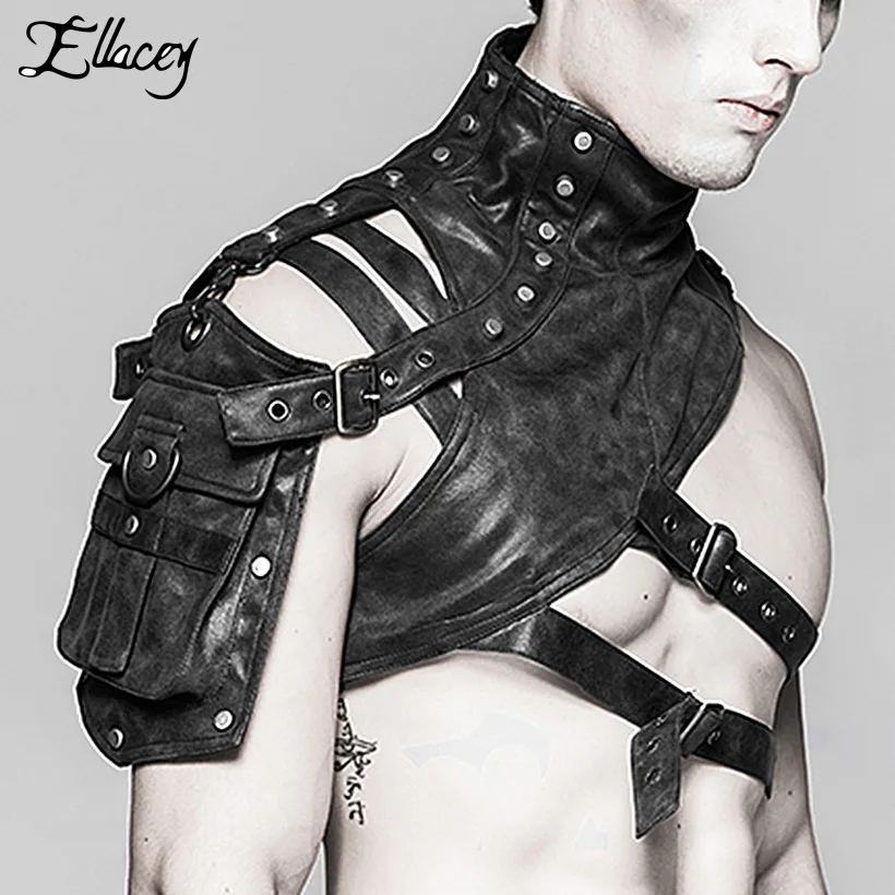 

2018 Rivet Men's Armor Shoulder Bag Punk PU Leather Steampunk Cool Accessories Bag Stylish Design Women's Bags Motorcycle Bag