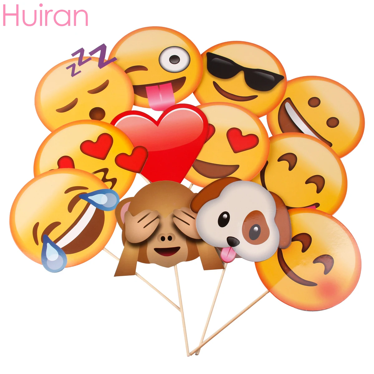 

Huiran Funny Emoji Props Wedding Birthday Party Decoration Emoticon Photo Booth Props Graduation Decor Babyshower Favors