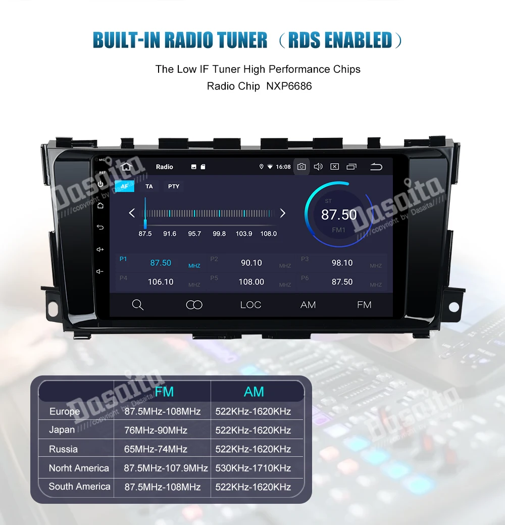 Discount Dasaita Autoradio 1 Din Car Multimedia Player Android 9.0 GPS Navigation System with 9" Screen for Nissan Altima Teana 2013-14 9