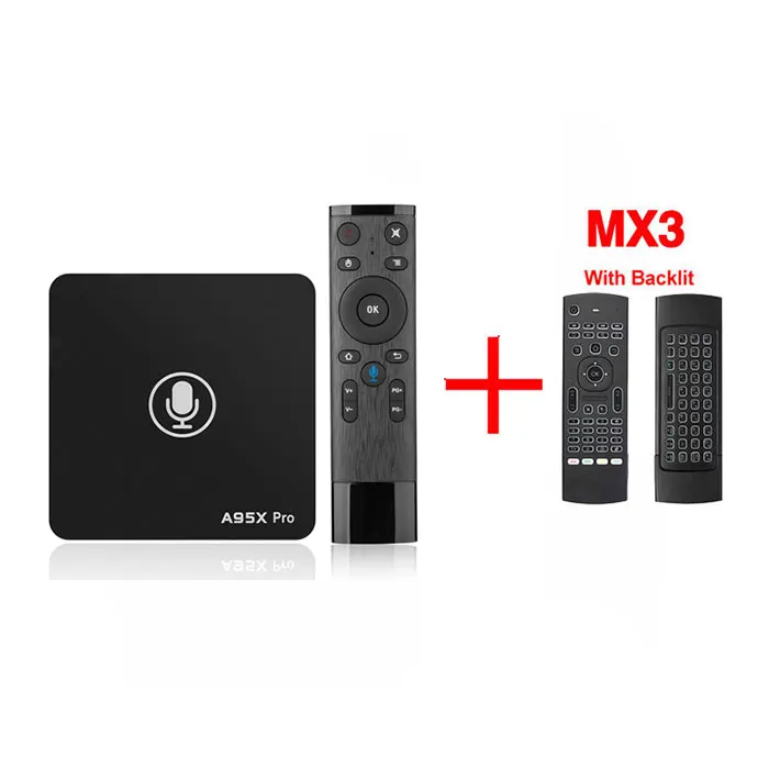 Google tv Box A95X Pro 2G 16G Smart Android 7,1 tv Box Голосовое управление Amlogic S905W WiFi LAN медиаплеер PK X96 мини X96 мини - Цвет: 2G 16G MX3-Backlit