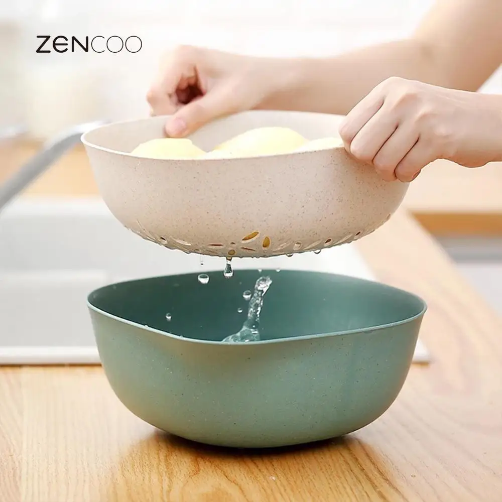 ZENCOO Multi Function 2pcs Collapsible Colander Set Vegetable Container