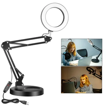 

Neewer 6-inch LED Desk Ring Light Eye-caring Book Reading Light Drafting Office/Home Table Lamp (3 Level Brightness Dimmable)