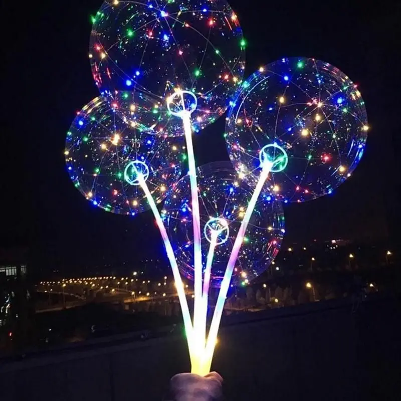 Вечерние блестящие яркие Воздушные шары ручной волнистый шар Ins Bobo светящиеся воздушные шары ночной рынок светодиодный праздничные вечерние товары