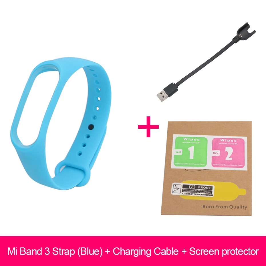 Для Xiaomi Mi Band 3 зарядный кабель USB Защитная пленка для экрана для Xiaomi Mi Band 3 ремешок для смарт-браслета аксессуары для браслета - Цвет: Blue-USB-Film