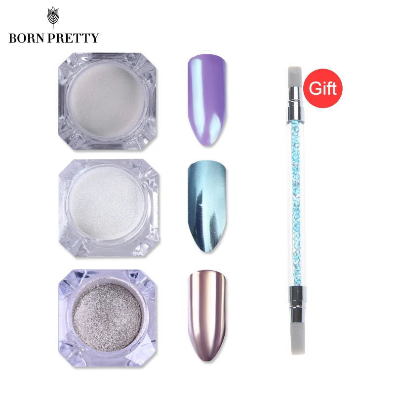 BORN PRETTY Buy 3 получить 1 подарок коробки Блестки для ногтей с силиконовой щеткой