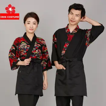 

New Japanese Korea Style Chef Uniform Cuisine Medium Sleeve Waiter Waitress Work Uniform Restaurant Cook Clothes LN04