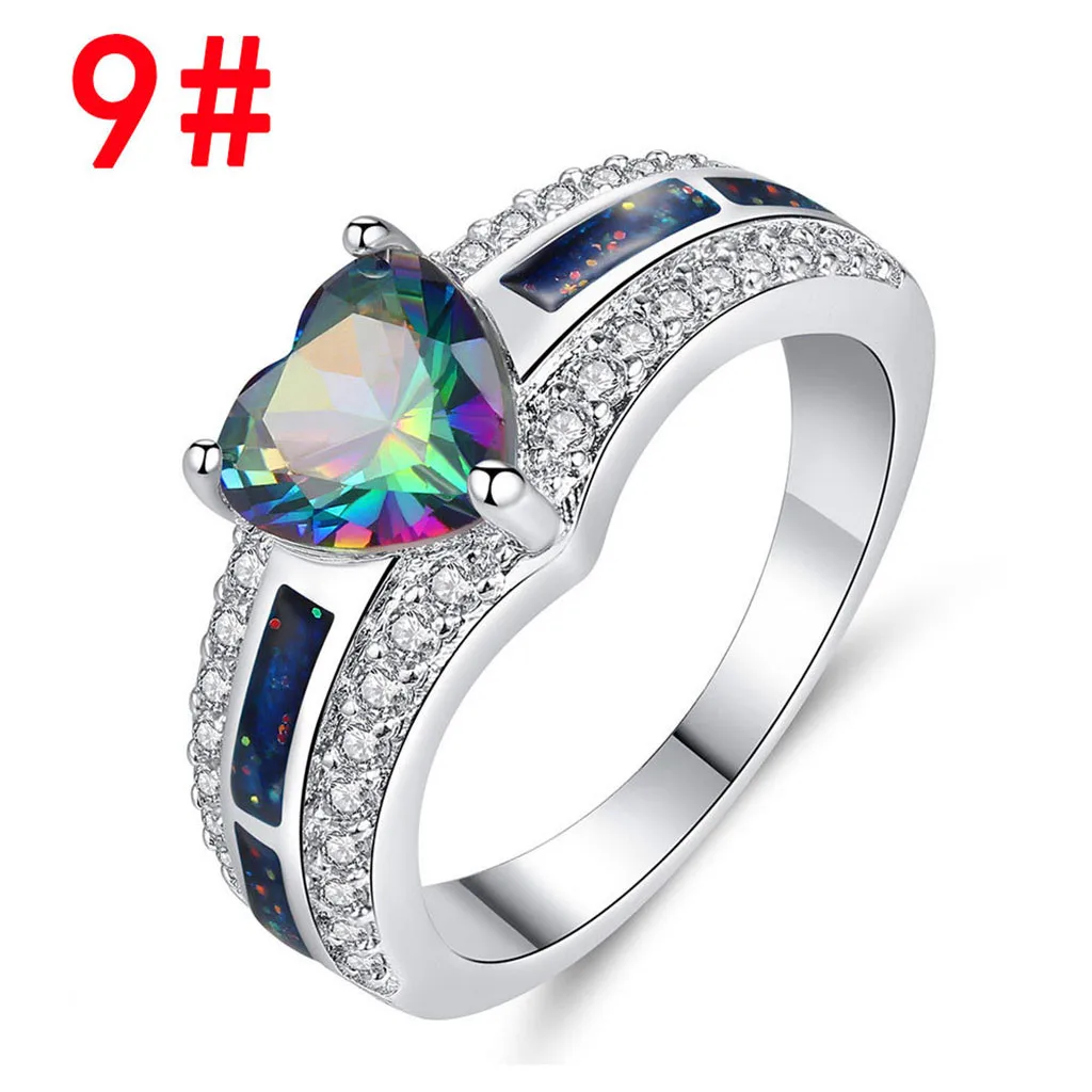 Women Heart-shaped Zircon Ring With Colored Heart-shaped Personality Couple Ring Wedding Couples Rings Bijouterie for Gift