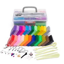 24 Colors Polymer Clay DIY Soft Modelling Clay Set with 5 pcs Tools Gift Box for