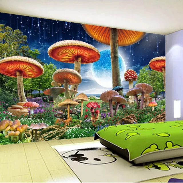 US 4040 40% OFFCustom 40D Photo Wallpaper For Kids Room Cartoon Fairy Mushroom Moon Night View Wall Mural Children Room Bedroom Wall Decor Paperin Delectable Kids Bedroom Wall Murals US 4040 40% OFFCustom 40D Photo Wallpaper For Kids Room Cartoon Fairy Mushroom Moon Night View Wall Mural Children Room Bedroom Wall Decor Paperin Delectable Kids Bedroom Wall Murals