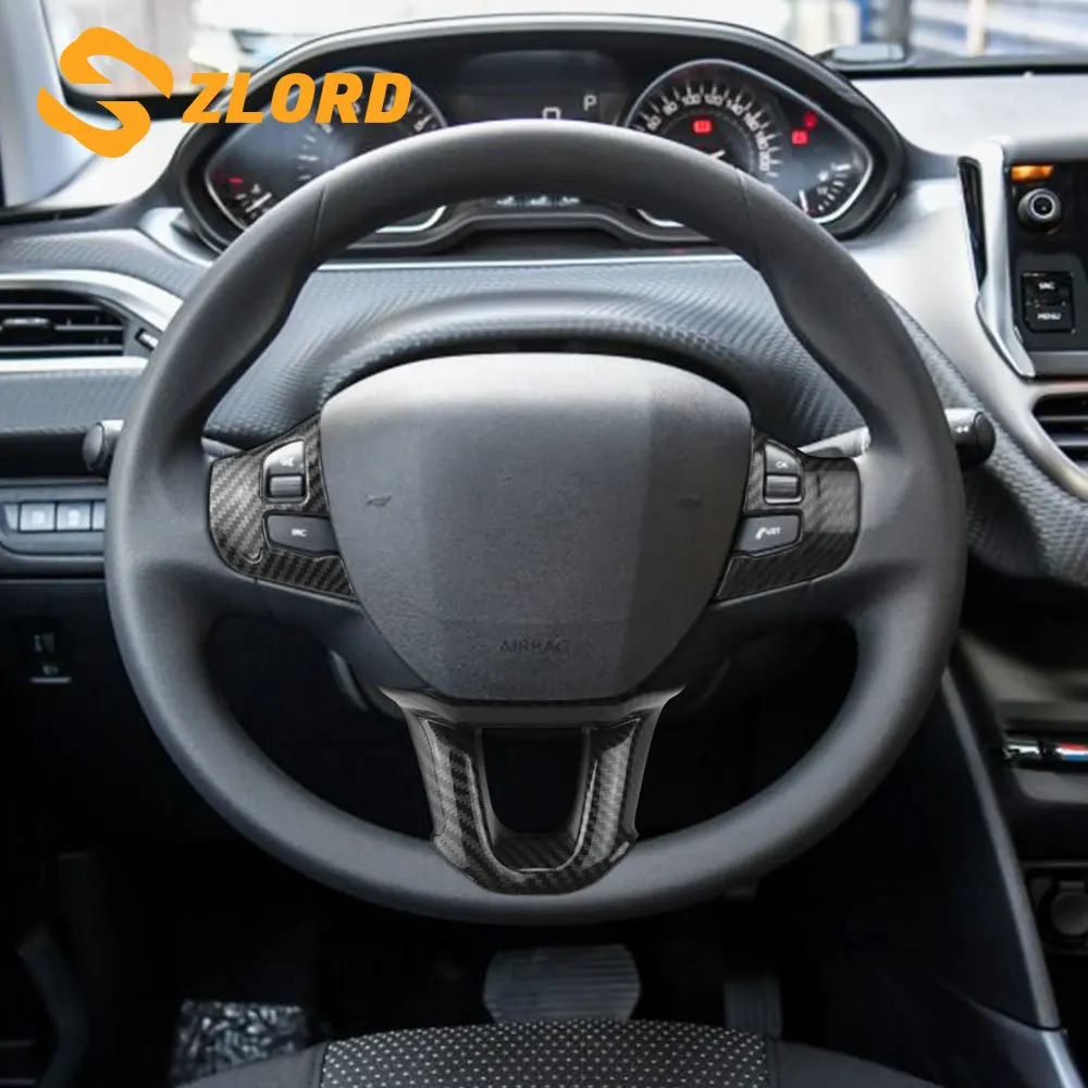 

Zlord Car Steering Wheel Sticker for Peugeot 308 2014 2015 2016 2017 Car Steering Wheel Decorative Cap Sticker Accessories Trim