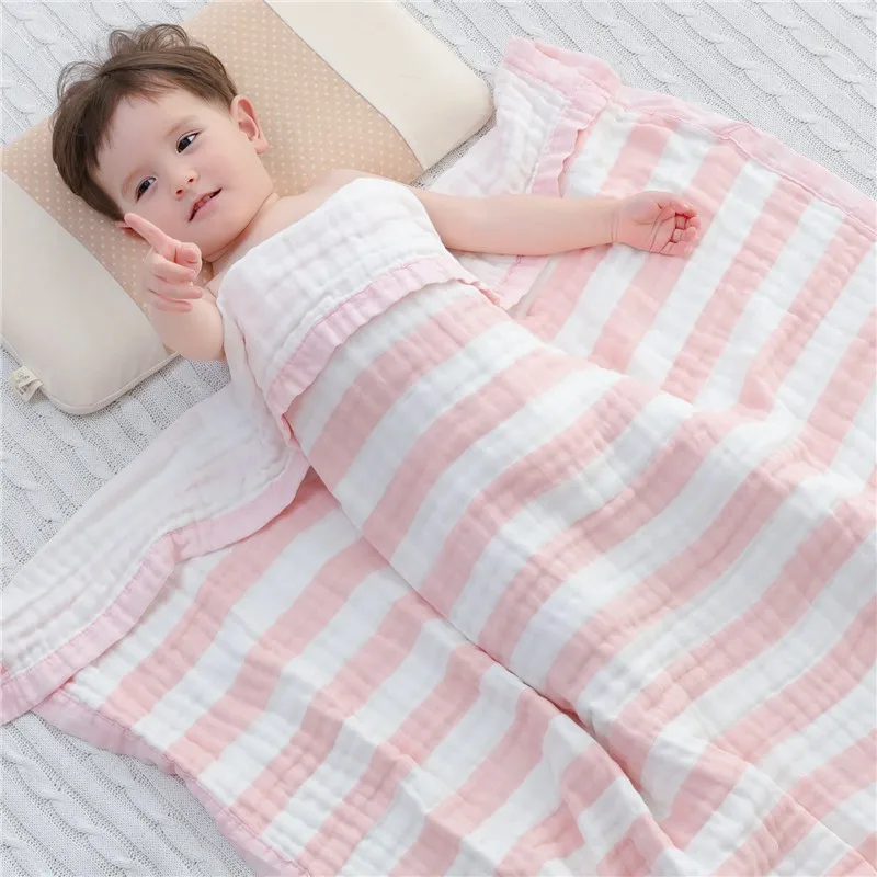 MOTOHOOD Cotton Baby Blankets Newborn Super Soft Muslin Baby Swaddle Wrap Summer Baby Boy Blanket Baby Room Accessories 110cm (2)
