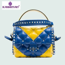 Женская сумка на плечо из натуральной коровьей кожи, модные роскошные сумки с цепочкой, женские сумки, дизайнерские сумки в заклепках, Bolsas Sac