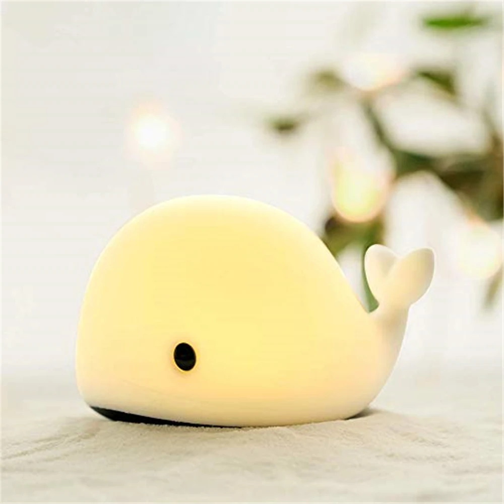 Sensor de Movimento do Bebê Brinquedo da Lâmpada Nova Chegada Night Light Usb Baleia Bonito Recarregável Crianças Noite Luz Segurança Silicone Golfinho Led 7 crianças noite brinquedo da lâmpada luz segurança silicone golfinho
