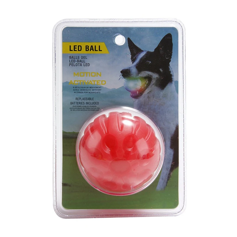 Забавные питомцы игрушечные собаки мяч Светодиодный светящийся Стрик собака мяч мигание домашних животных загорается принадлежности для ночной игры собаки играть пледущая пищалка - Цвет: Красный