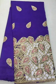 

African george lace fabric silk velvet material with sequins mesh embroidery for Nigeria wedding dress high quality