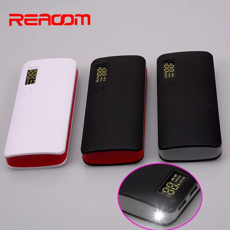 

Reaoom No Battery 5*18650 Power Bank Box DIY LED Flashlight Mobile Phone Charger Universal Powerbank for Xiaomi Huawei Poverbank