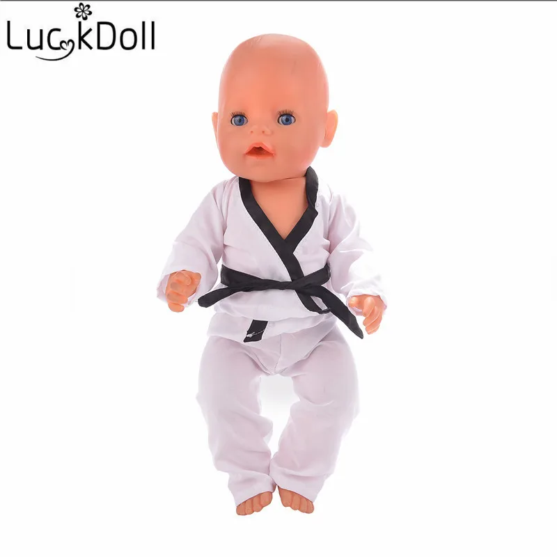 LUCKDOLL костюм для тхэквондо подходит 18 дюймов Американский 43 см детская кукла одежда аксессуары, игрушки для девочек, поколение, подарок на день рождения