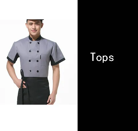 Форма повара ресторана с коротким рукавом, одежда для работы в отеле, кафе, шеф-повара, куртка для еды, Рабочие комбинезоны, Куртка поварская, 90 - Цвет: just tops grey