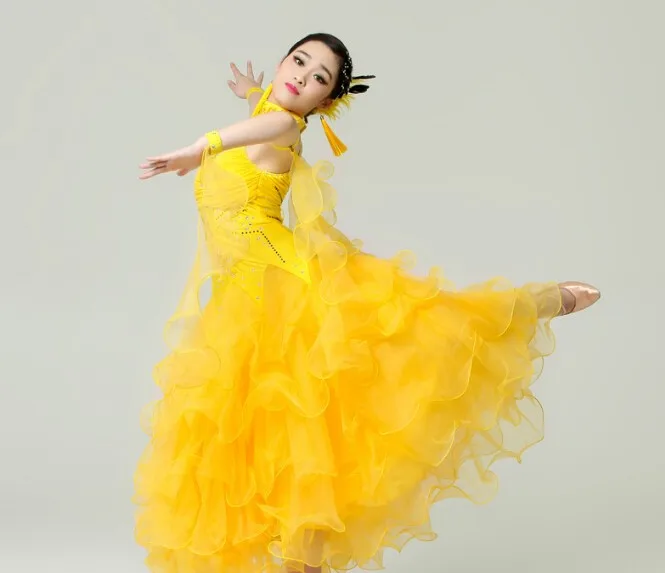 S-XXL розовый желтый розовый белый Для женщин Костюмы для бальных танцев платье для танцев леди Костюмы для танго вальс ча-ча конкуренция