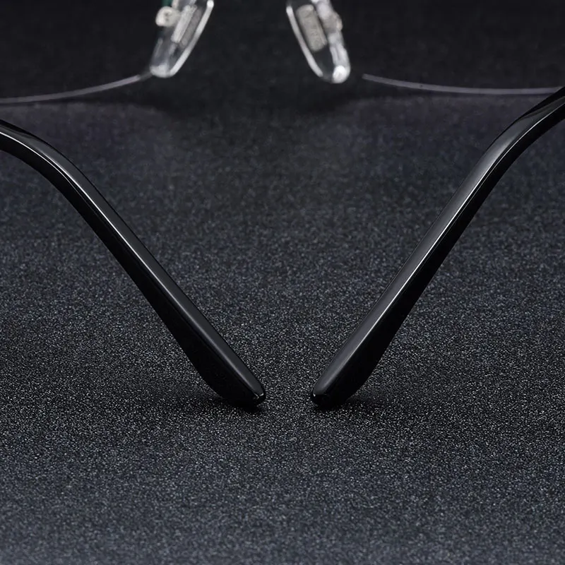 Gmei оптическая мода серебро титановый сплав для мужчин Алмазная Обрезка без оправы очки рамки Градиент Серый тонированные Плано линзы Q5823