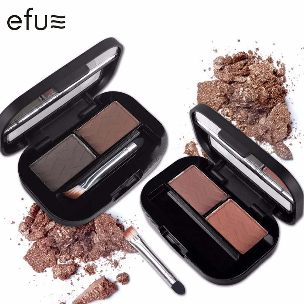 

2 Colors Long-lasting Eyebrow Powder Palette Eye brow Enhancer With Mirror And Brush 1.3gx2 Eye Makeup Brand EFU #C58004