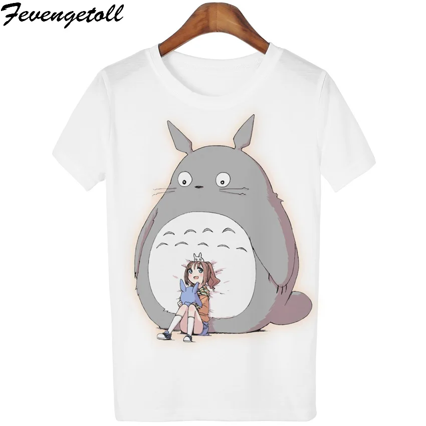 

Fevengetoll Casual T-shirt Women T Shirt Harajuku Totoro Print Camisetas Mujer Tops o-neck tshirt Cute Tees Femme WMT83