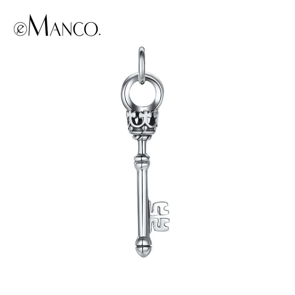 e-Manco 925 Sterling Silver Key Pendant Necklace Wholesale Romantic Crown Pendant New Arrival Best Gifts