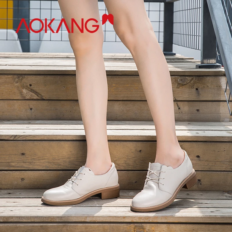 

AOKANG Fashion Sneakers For Women Trainers Platform White Sneakers Wedges Oxford Ladies Casual pumps Shoes retro zapatillas muje