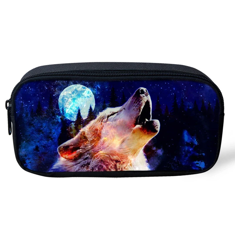 Noisydesigns Cool Animal 3D Galaxy Wolf чехол для хранения ручек детей дизайнерский пенал