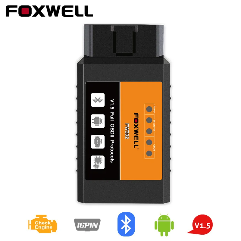 FOXWELL ELM327 V1.5 OBD2 Bluetooth Automotive Diagnostic Adapter Car OBDII OBD 2 II Scan Tool Auto ELM 327 V 1.5 Diagnostic-Tool
