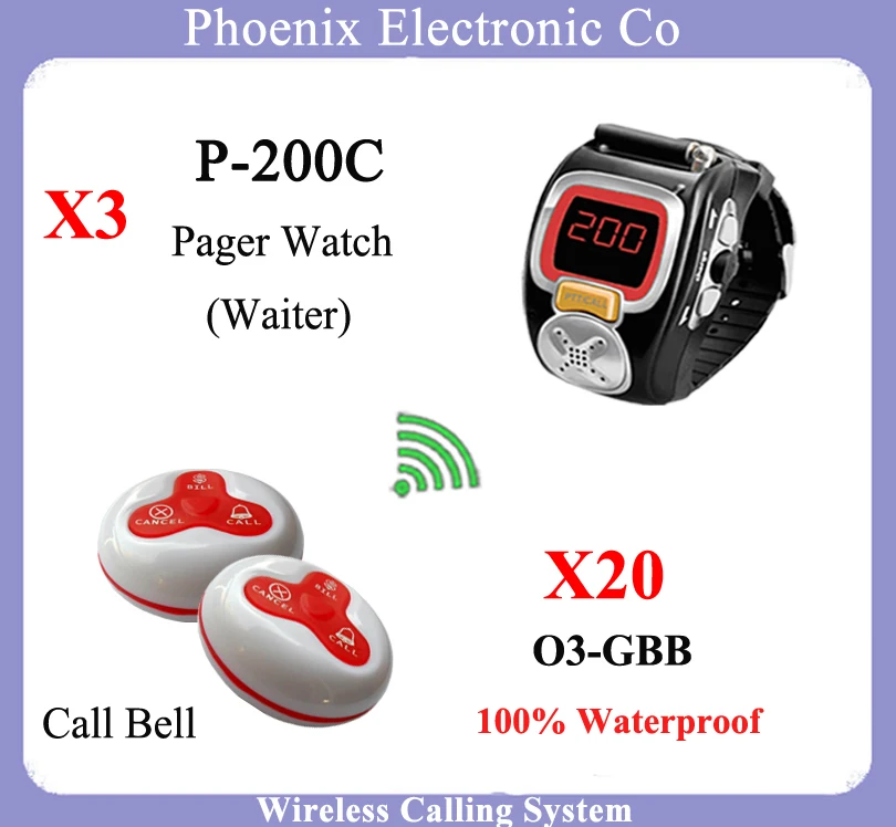 

Wireless Queue Calling Waiter System Including Table Bell And Receiver Showing Customer Service Number