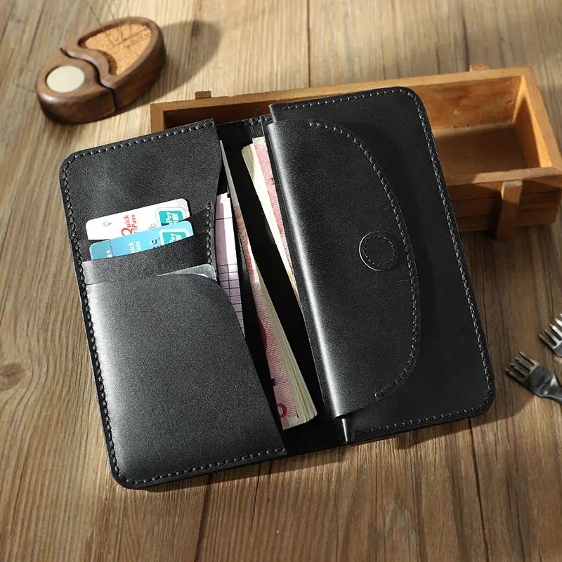 

Original handmade wallet men Leather multi-function long clutch bag leather retro driving license wallet material diy