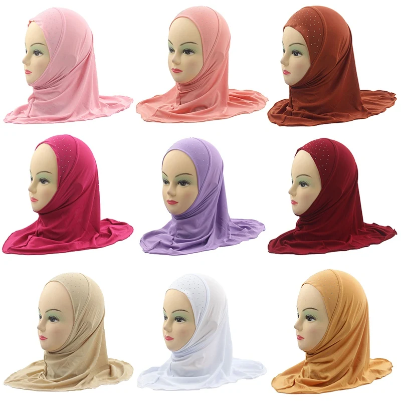 11 Цвета девочек мусульманские Красивая хиджаб исламский, арабский шарф шаль с цветочным узором около 45 см для детей возрастом от 2 до 5 лет, одежда для девочек