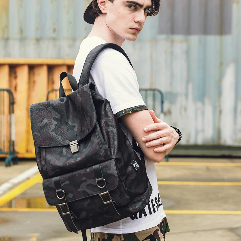 arctic hunter street style casual bag 15 6 inch laptop backpacks male anti theft pu leather buckle travel backpack men