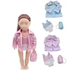 18 inch Girls doll clothes casual suit jacket + swimsuit + backpack American new born dress Baby toys fit 43 cm baby c281