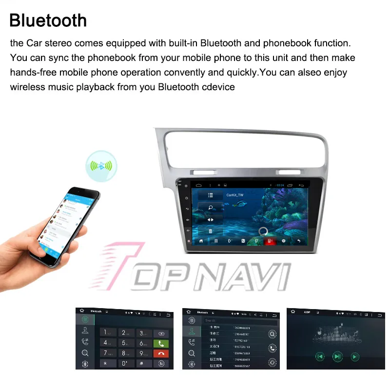 Sale Topnavi 10.2" Quad Core Android 6.0 Car GPS Navigation for VW Golf 7 Autoradio Multimedia Audio Stereo,NO DVD 25