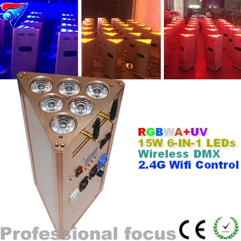 

Free Shipping 6*15W 6IN1 led par Battery Powered Flat LED PAR Light with Wireless DMX and 2.4G Wifi Control