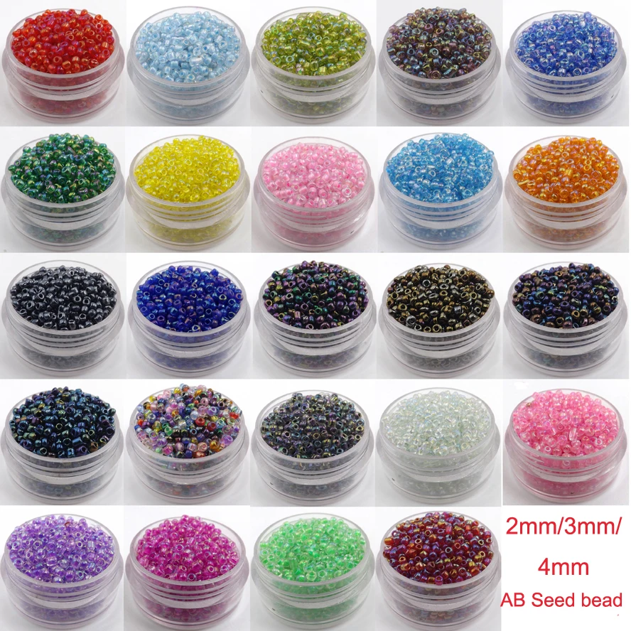Czech  22g 2mm/3mm/4mm Round Lot Colorful Glass Loose Beads DIY Jewelry Making 
