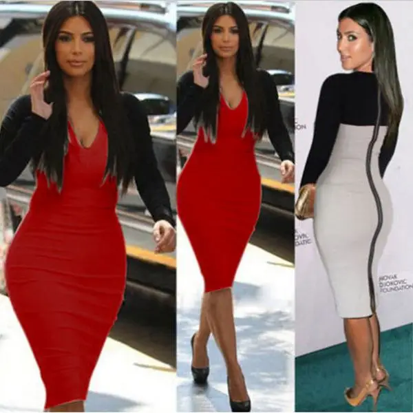 Women Y Party Dresses Full Sleeve Patchwork Slim Bandage Women Y Party Dresses Full Sleeve Patchwork Slim Bandage Bodycon Dress Tops Nightclub Wear Plus Size Free Shipping W4173 In From S Clothing