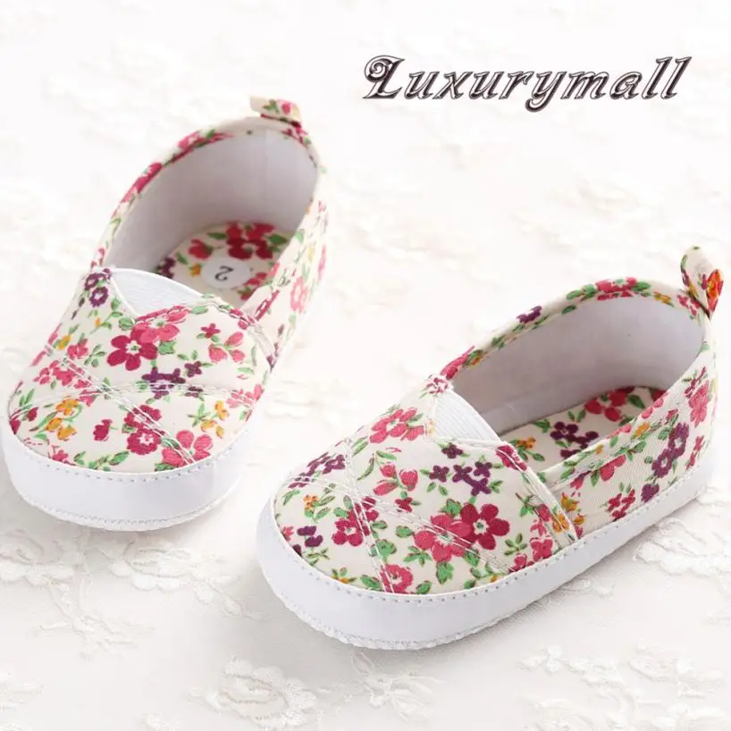 B новорожденных, младенцев и малышей, топ для маленьких девочек с цветочным принтом на мягкой подошве для младенцев обувь спецификации UK F2 - Цвет: a