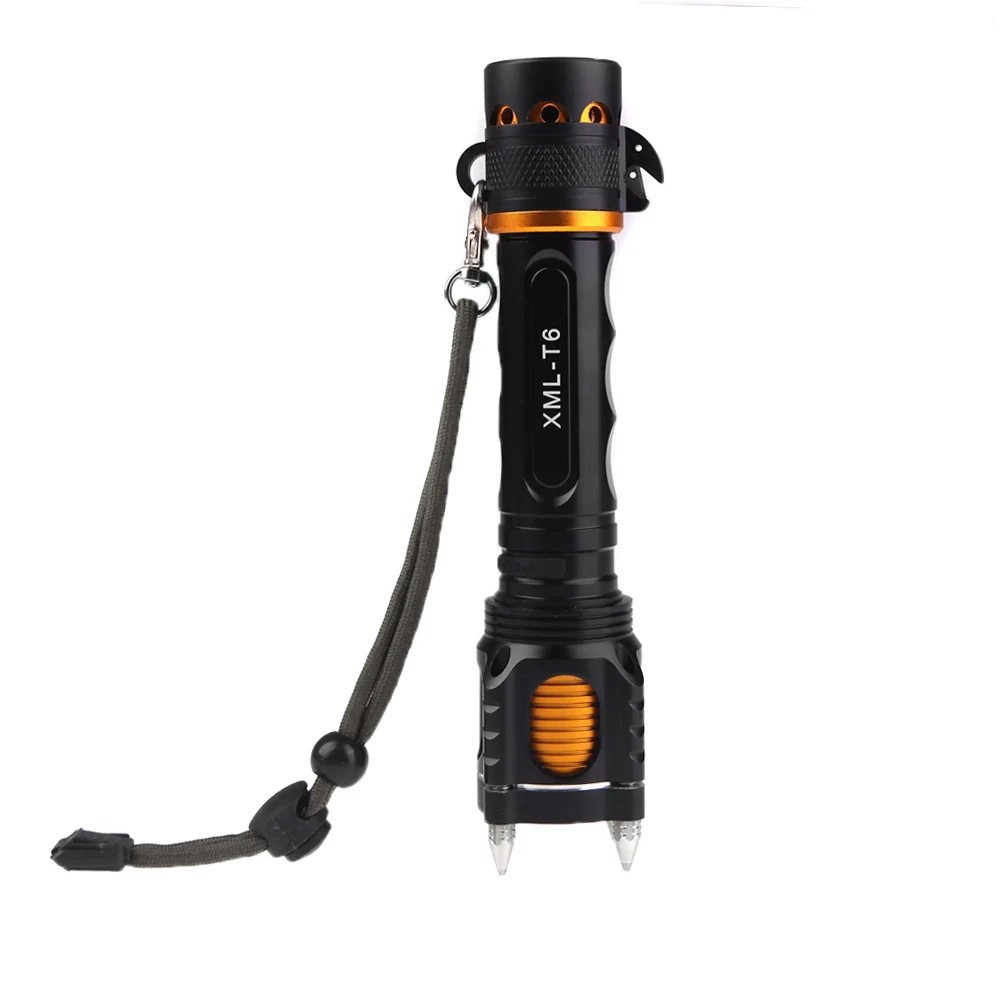 Self Defense Attack Head Flashlight Cool 3800 Lumens SANYI XML T6 LED