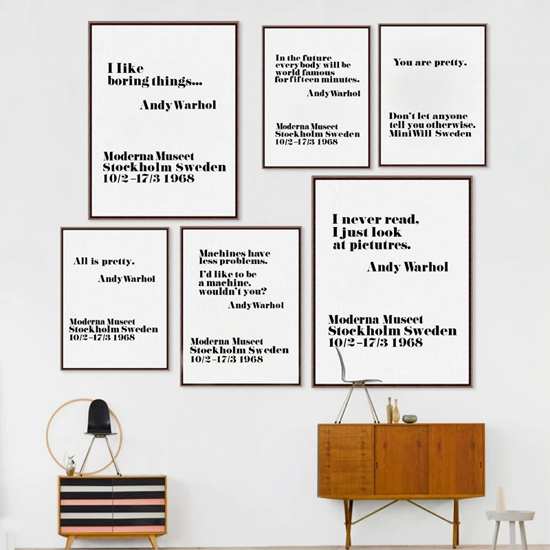 Andy Warhol Life Quotes Minimalist Posters Prints Wall Art Canvas For Room Decor
